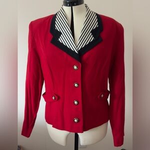 Perceptions Red Blazer with Striped Lapel